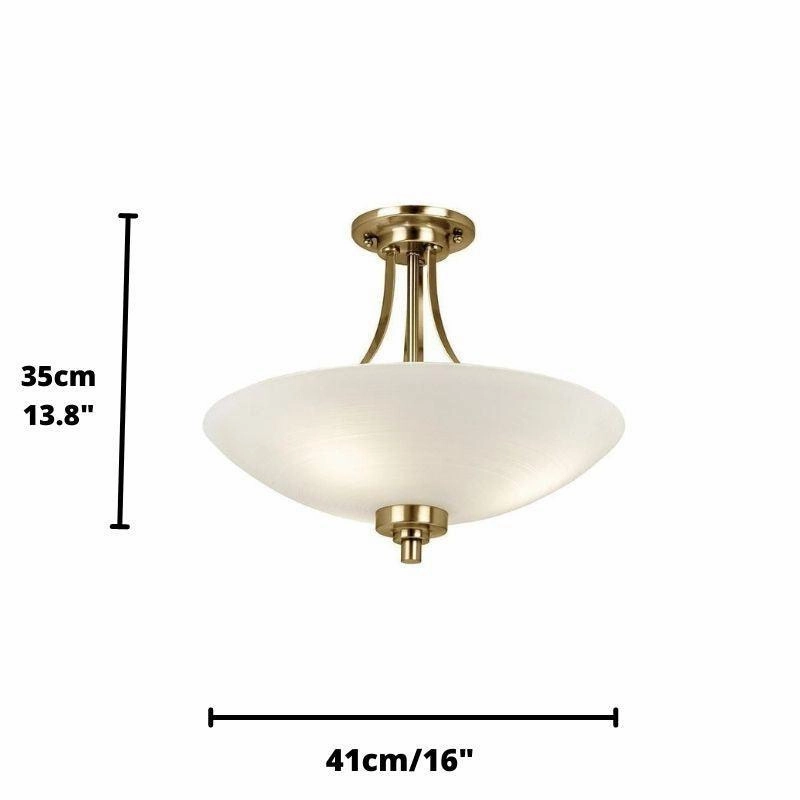 Endon Welles 3 Arm Antique Brass Semi Flush Ceiling Light