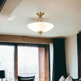 Endon Welles 3 Arm Antique Brass Semi Flush Ceiling Light simple ceiling design light