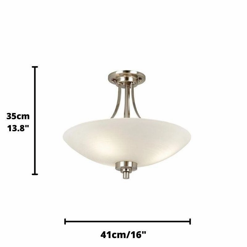 Endon Welles 3 Arm Satin Nickel Semi Flush Ceiling Light