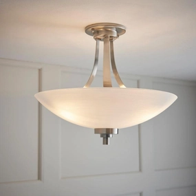 Endon Welles 3 Arm Satin Nickel Semi Flush Ceiling Light simple ceiling design light