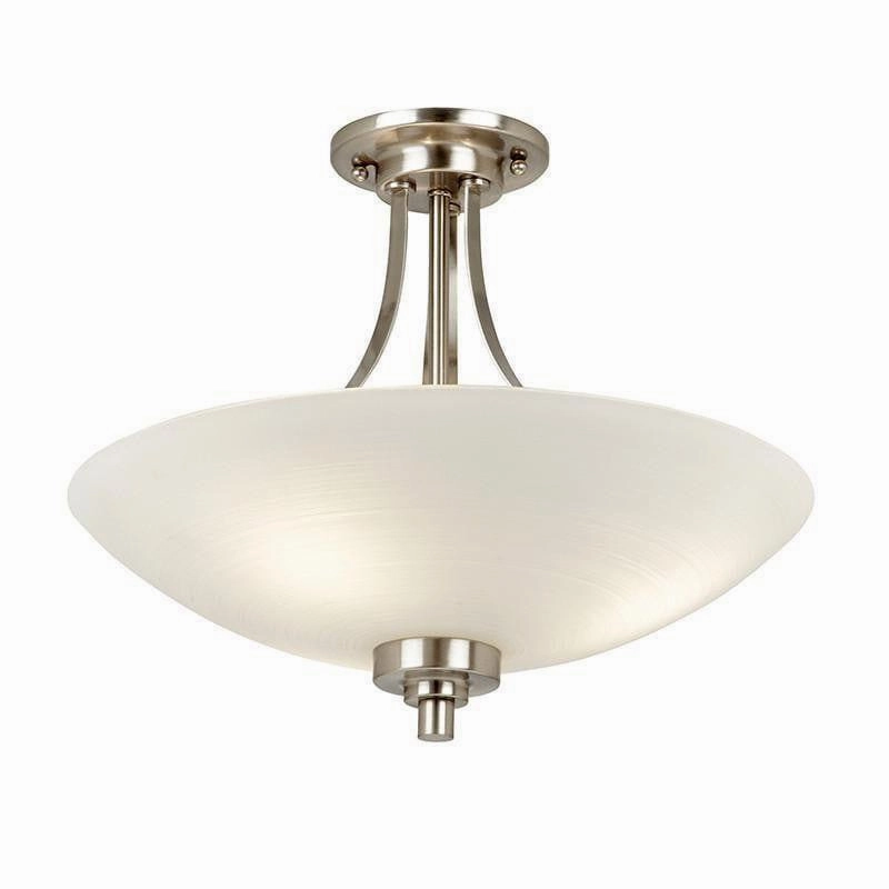 Endon Welles 3 Arm Satin Nickel Semi Flush Ceiling Light