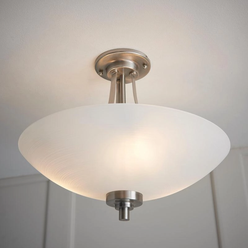 Endon Welles 3 Arm Satin Nickel Semi Flush Ceiling Light