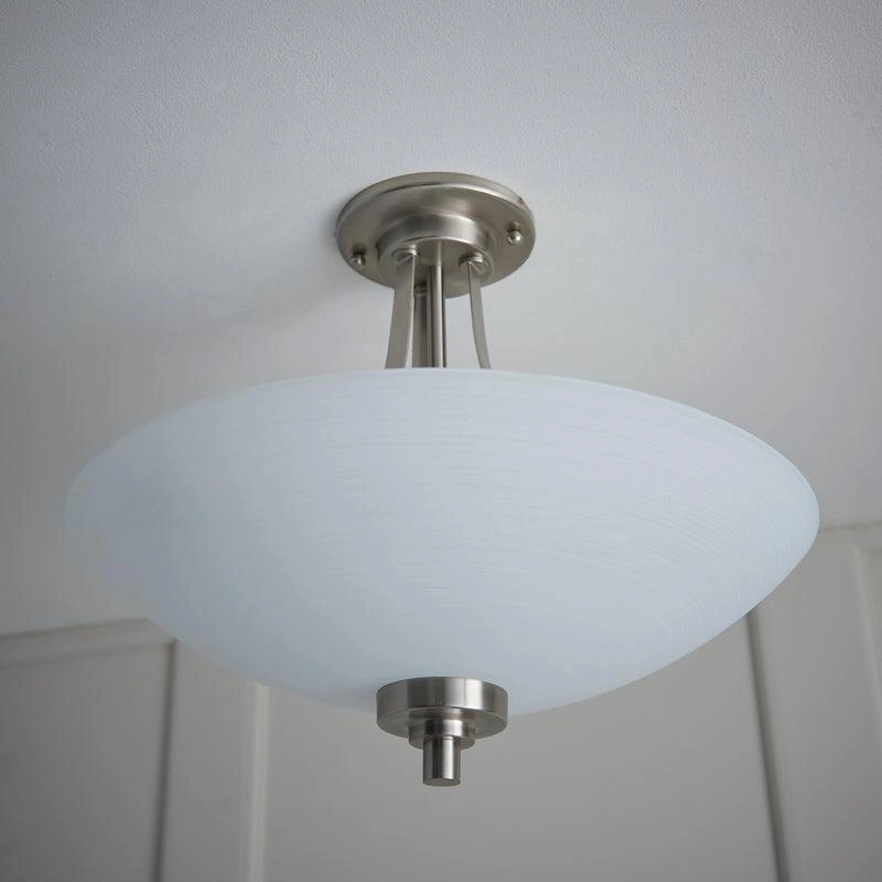 Endon Welles 3 Arm Satin Nickel Semi Flush Ceiling Light