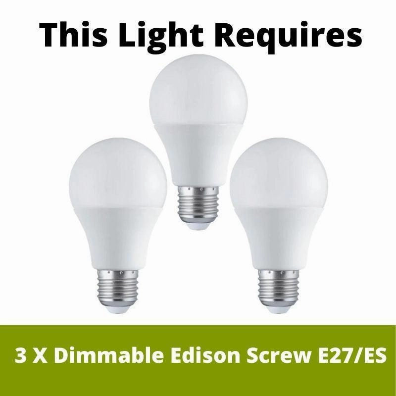 Endon Welles 3 Light Aged Brass Semi Flush Ceiling Light