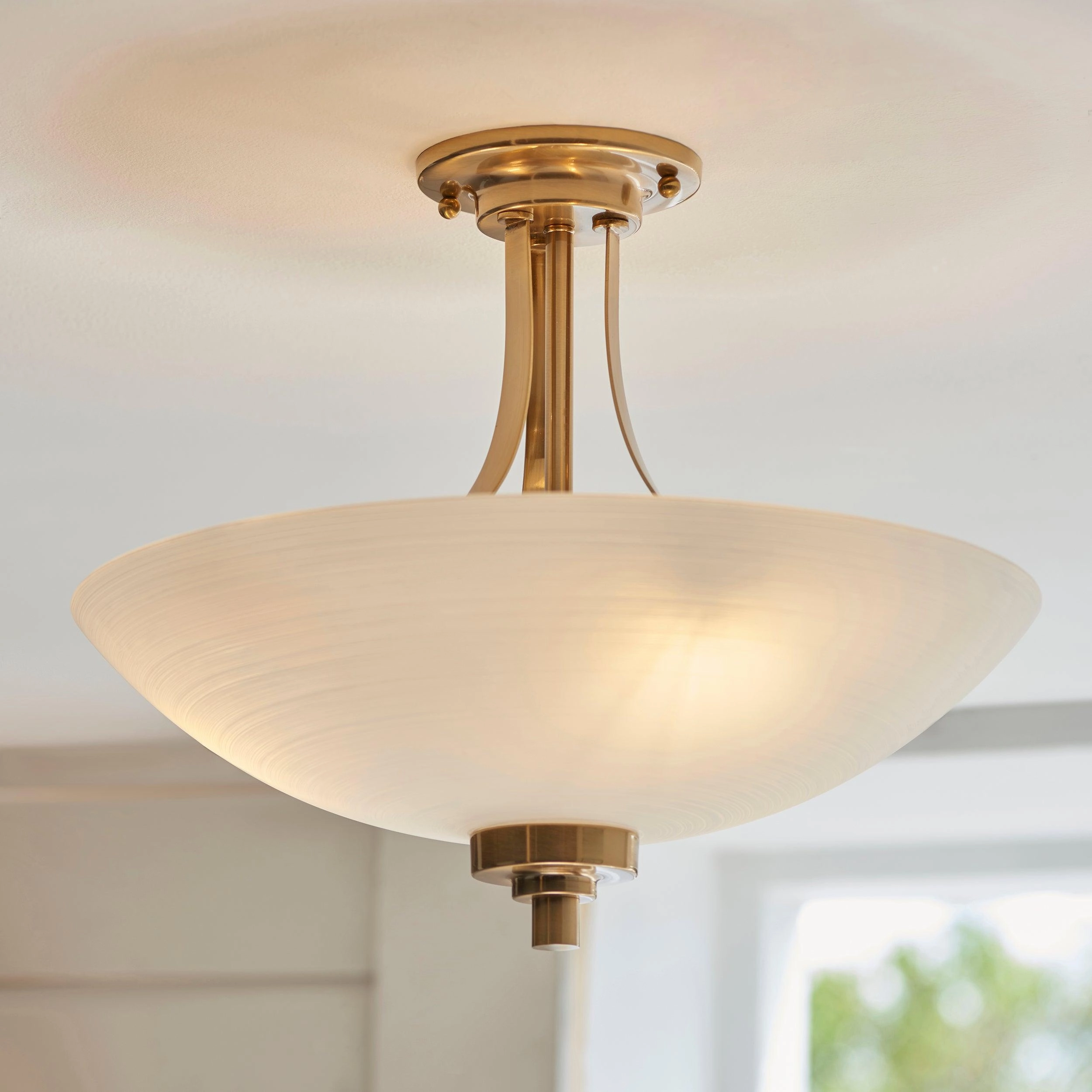Endon Welles 3 Light Aged Brass Semi Flush Ceiling Light simple ceiling design light