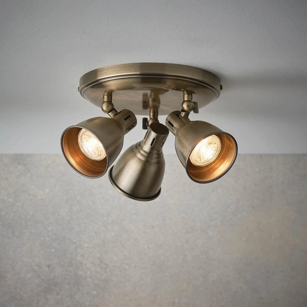 Endon Westbury 3 Light Antique Brass Spot Light