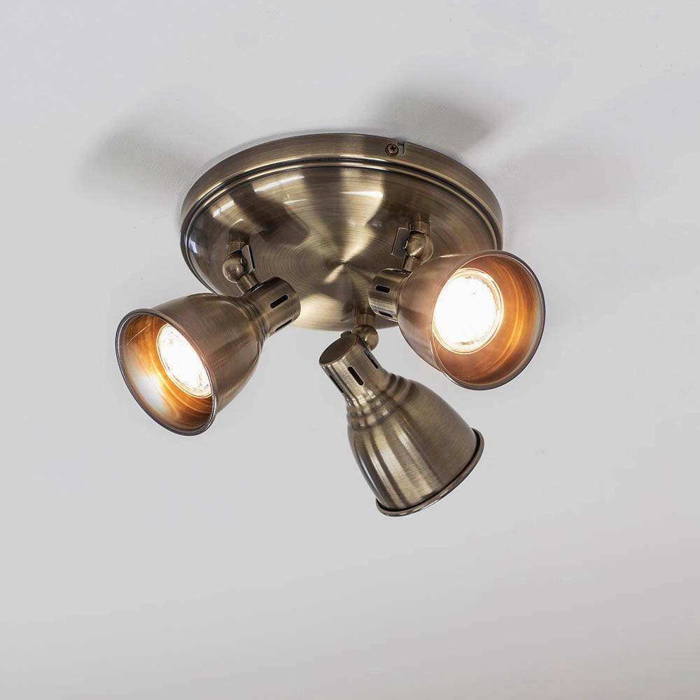 Endon Westbury 3 Light Antique Brass Spot Light