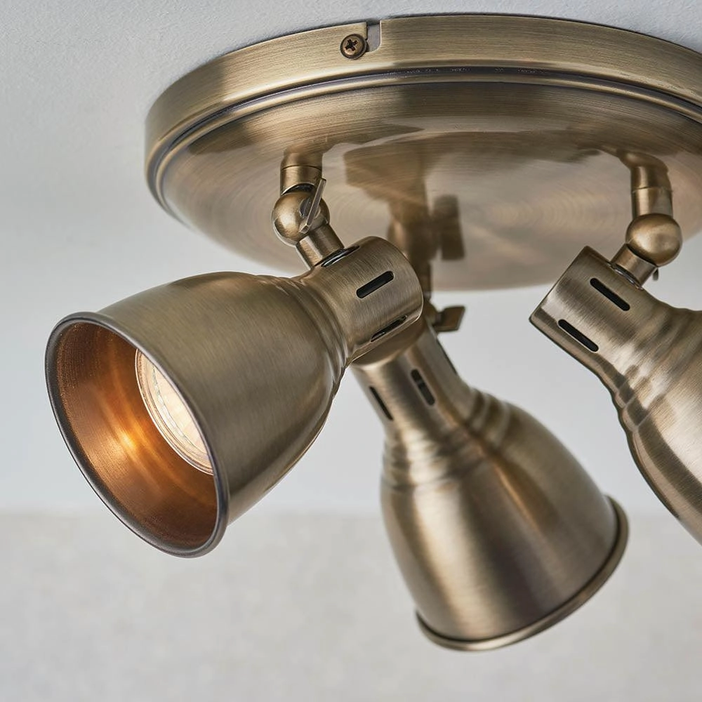 Endon Westbury 3 Light Antique Brass Spot Light