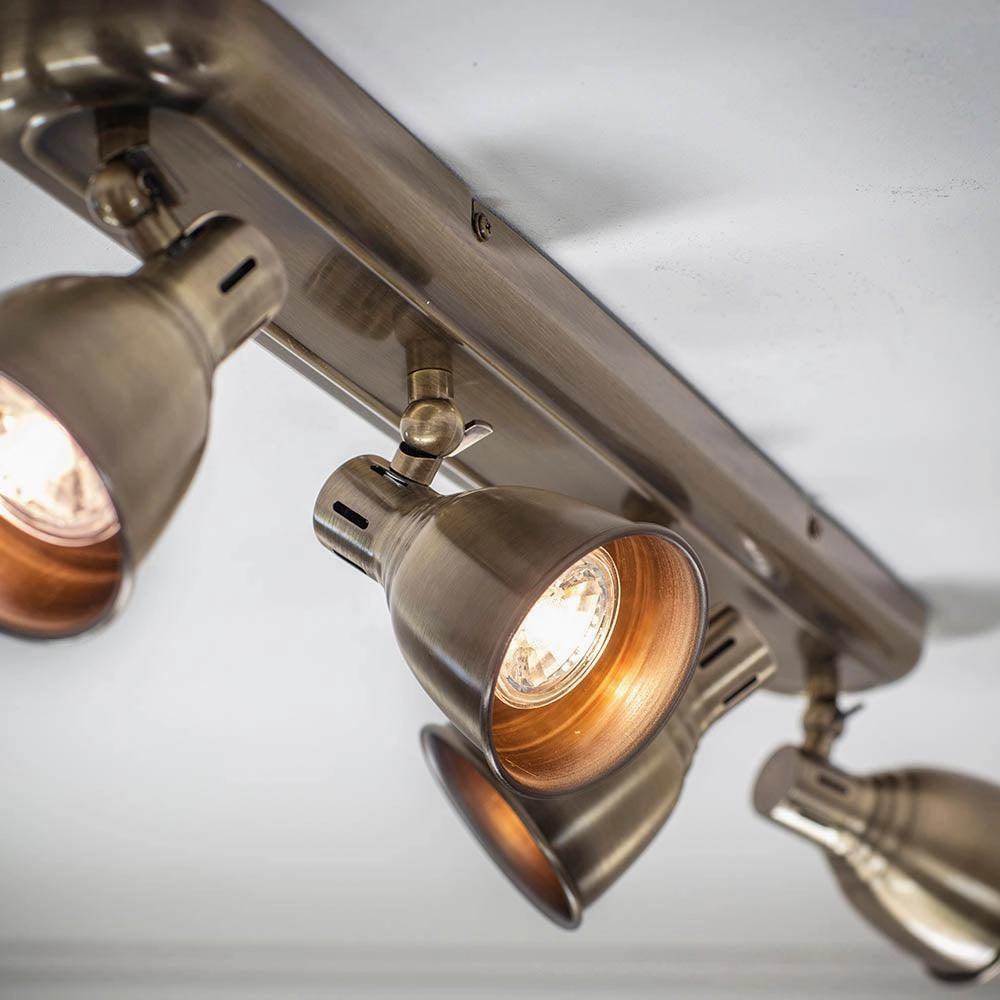 Endon Westbury Antique Brass Finish 4 Light Spot Light