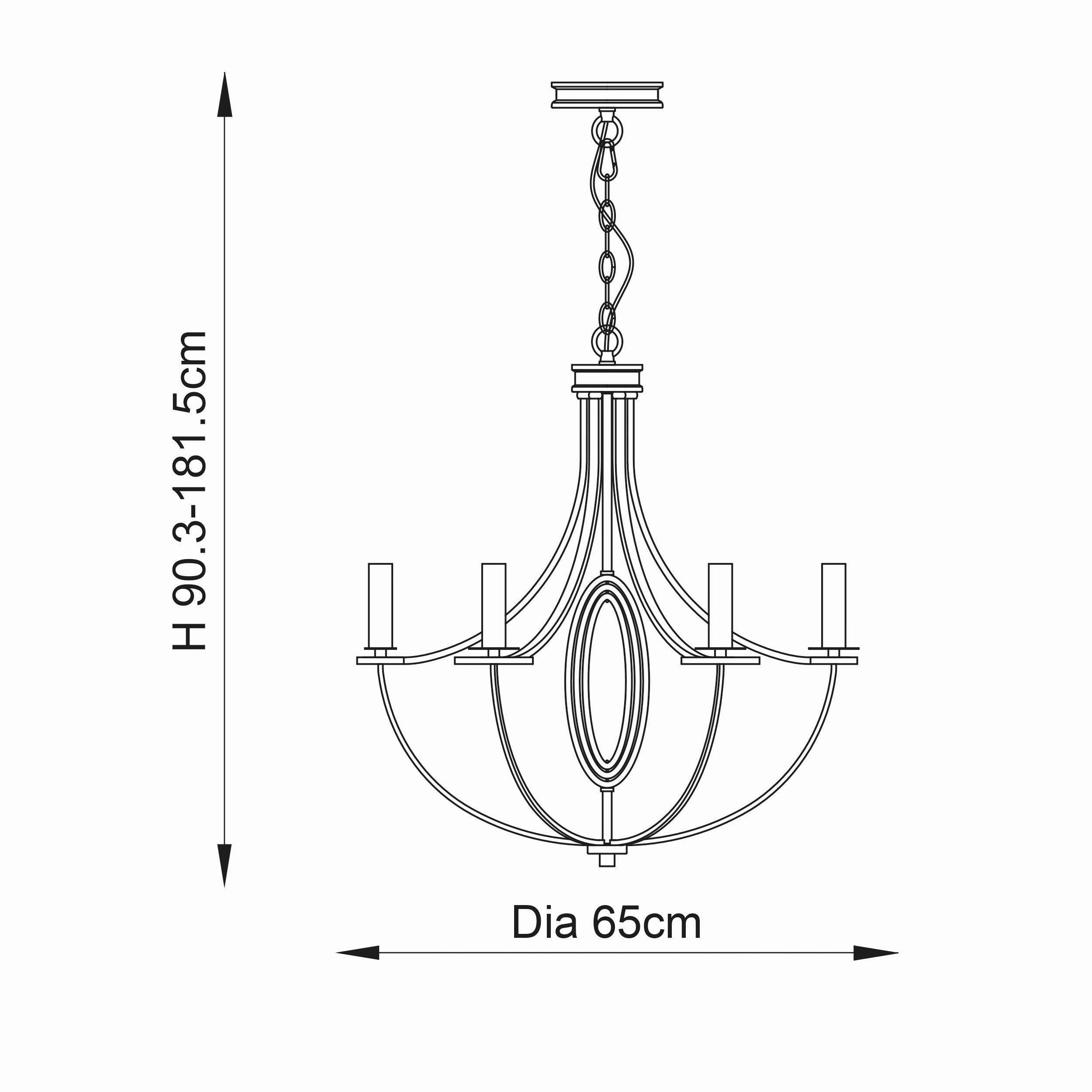 Endon Whistle Nickel Finish 6 Light Chandelier
