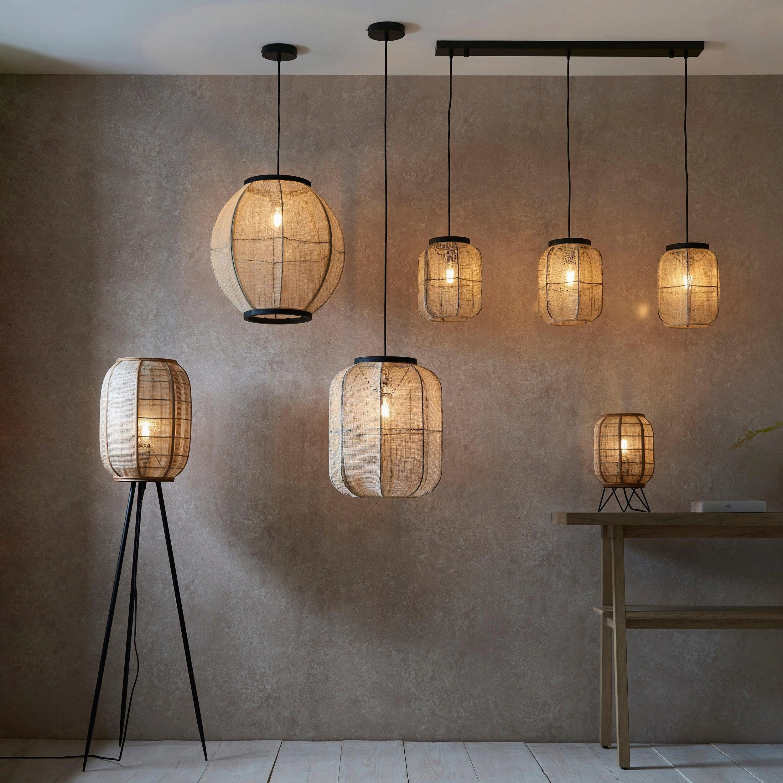 Endon Zaire Linen Adjustable Globe Ceiling Pendant