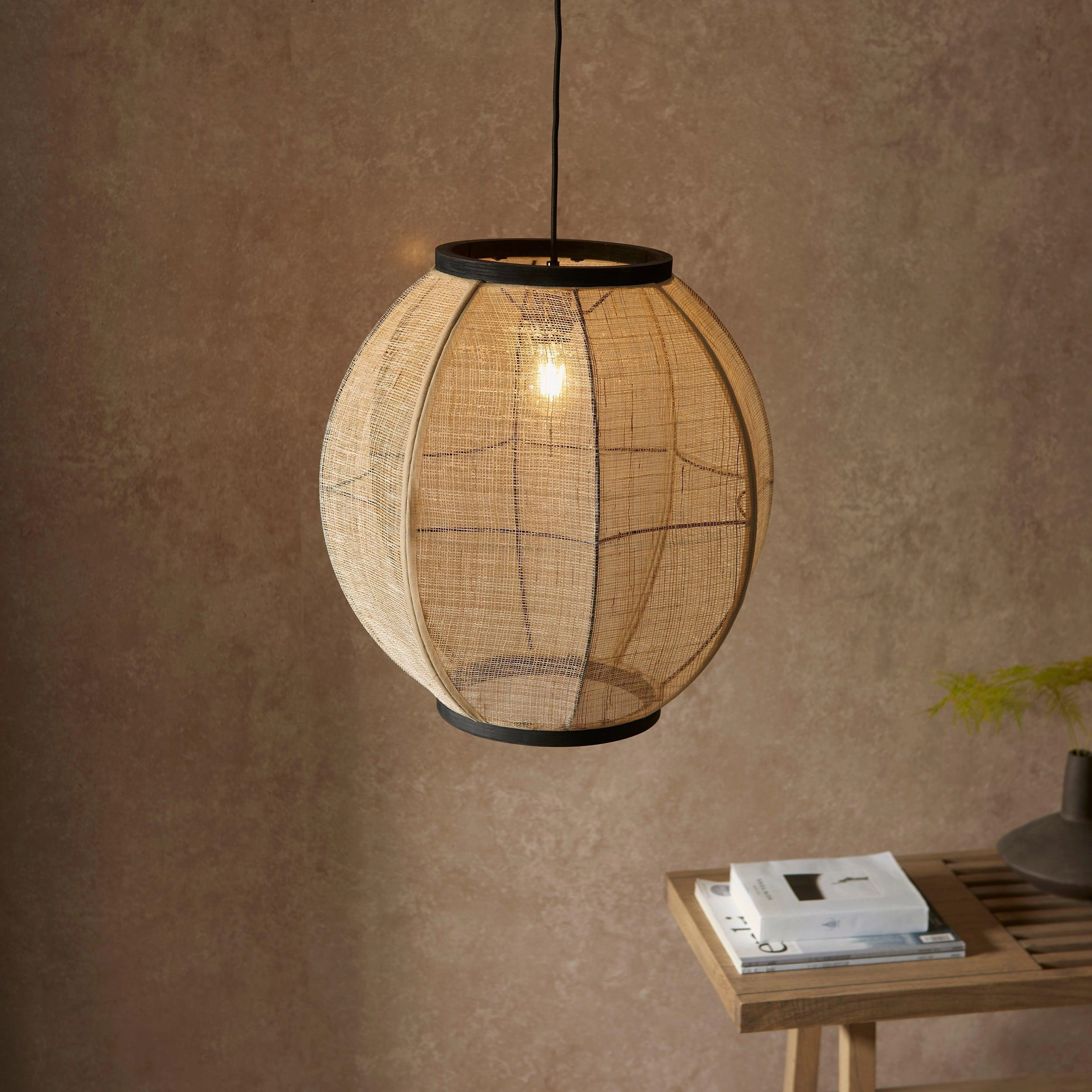 Endon Zaire Linen Adjustable Globe Ceiling Pendant