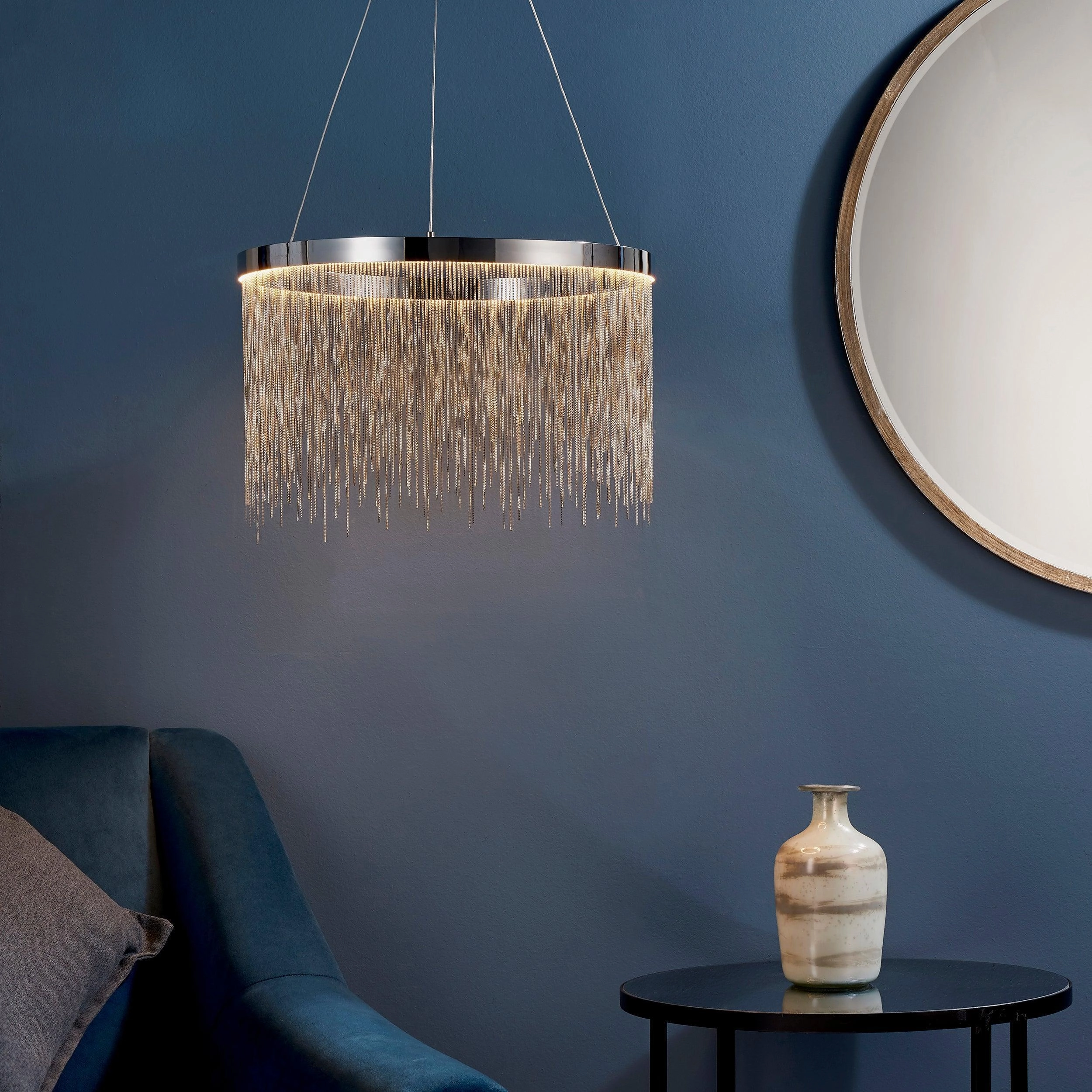 Endon Zelma 1 Light Chrome Ceiling Pendant Light