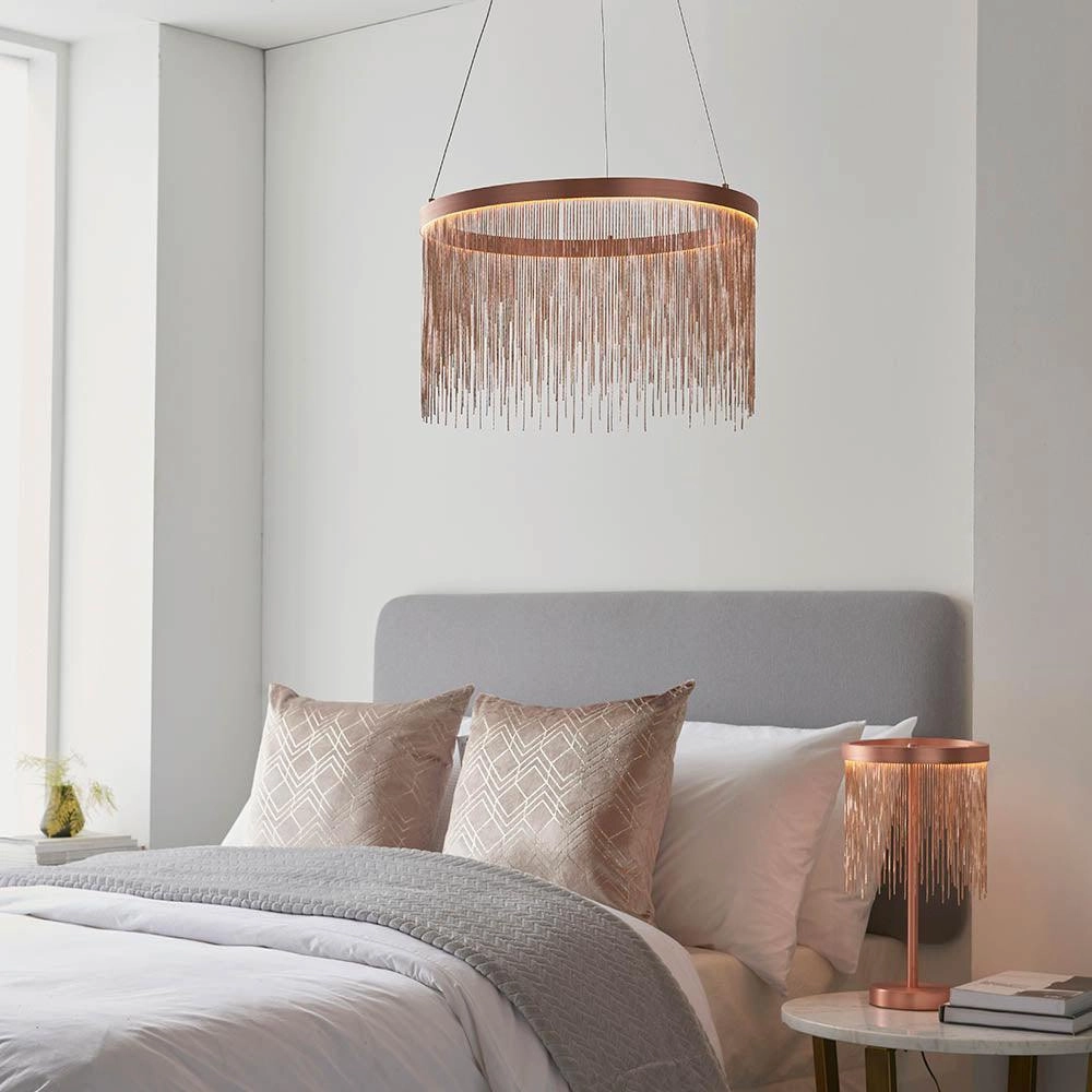 Endon Zelma 1 Light Copper Pendant Ceiling Light