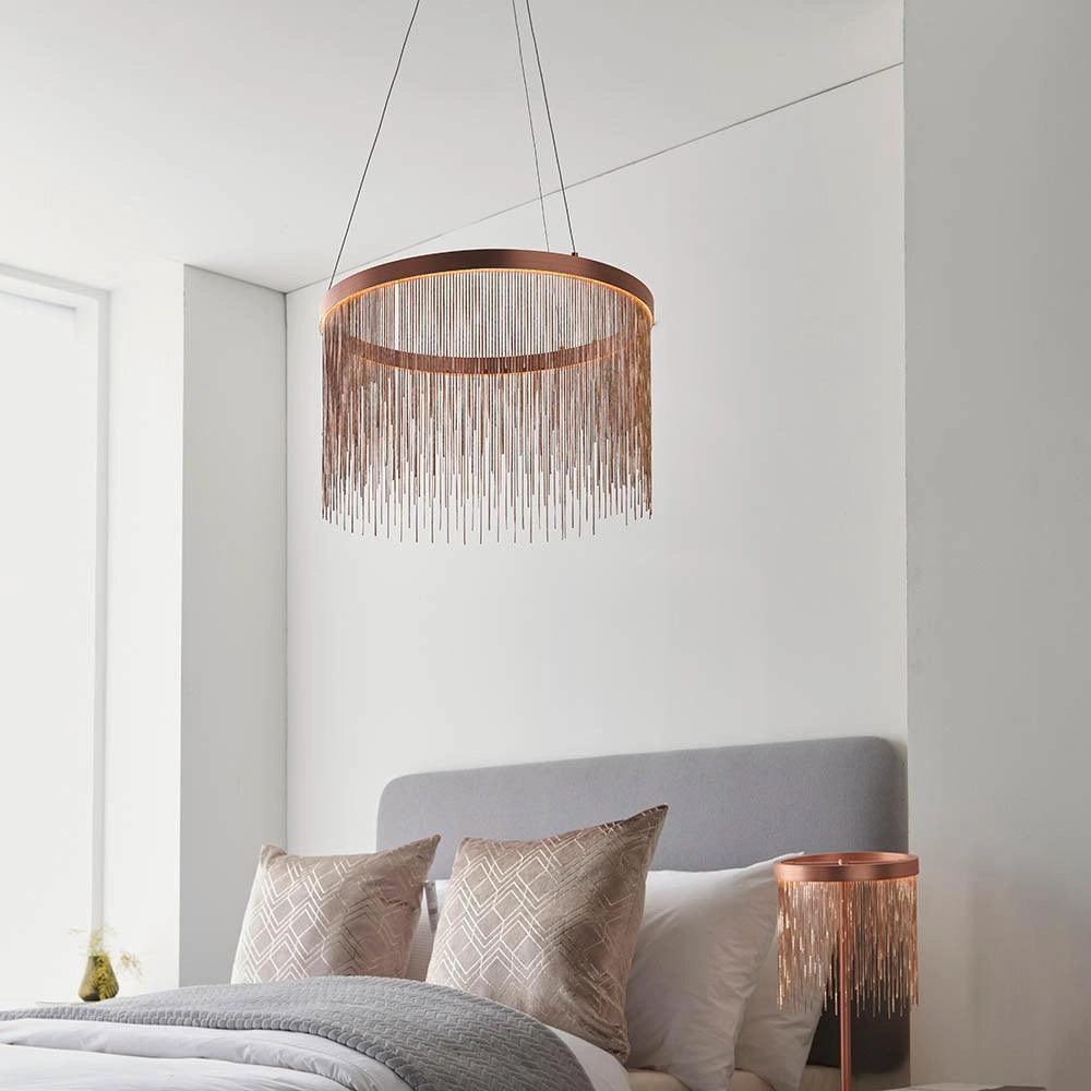 Endon Zelma 1 Light Copper Pendant Ceiling Light