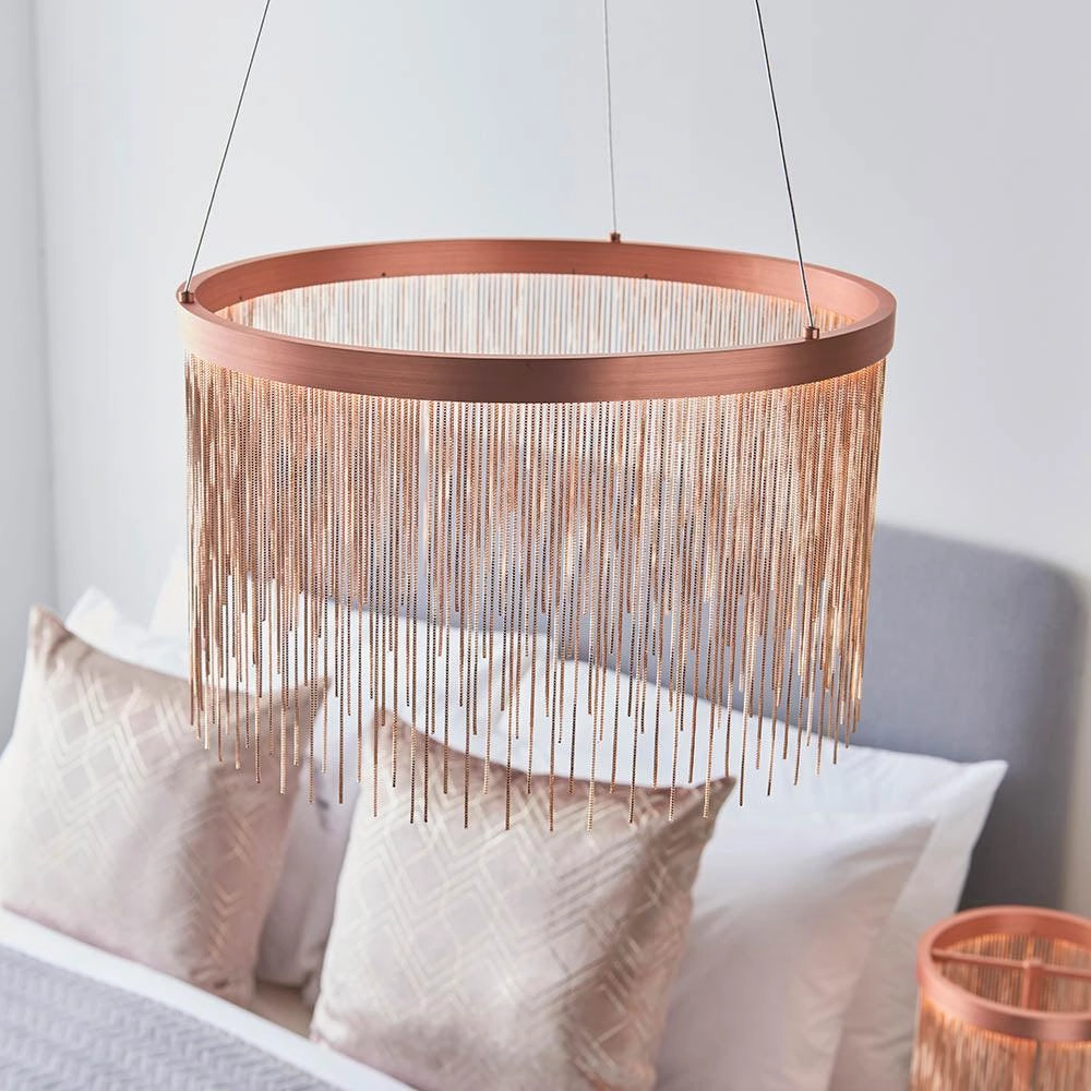 Endon Zelma 1 Light Copper Pendant Ceiling Light