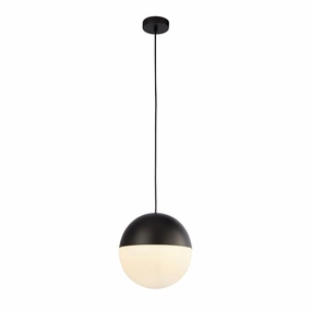 Endor 1 Light Black & Opal Glass Ceiling Pendant - 250cm minimalist ceiling light
