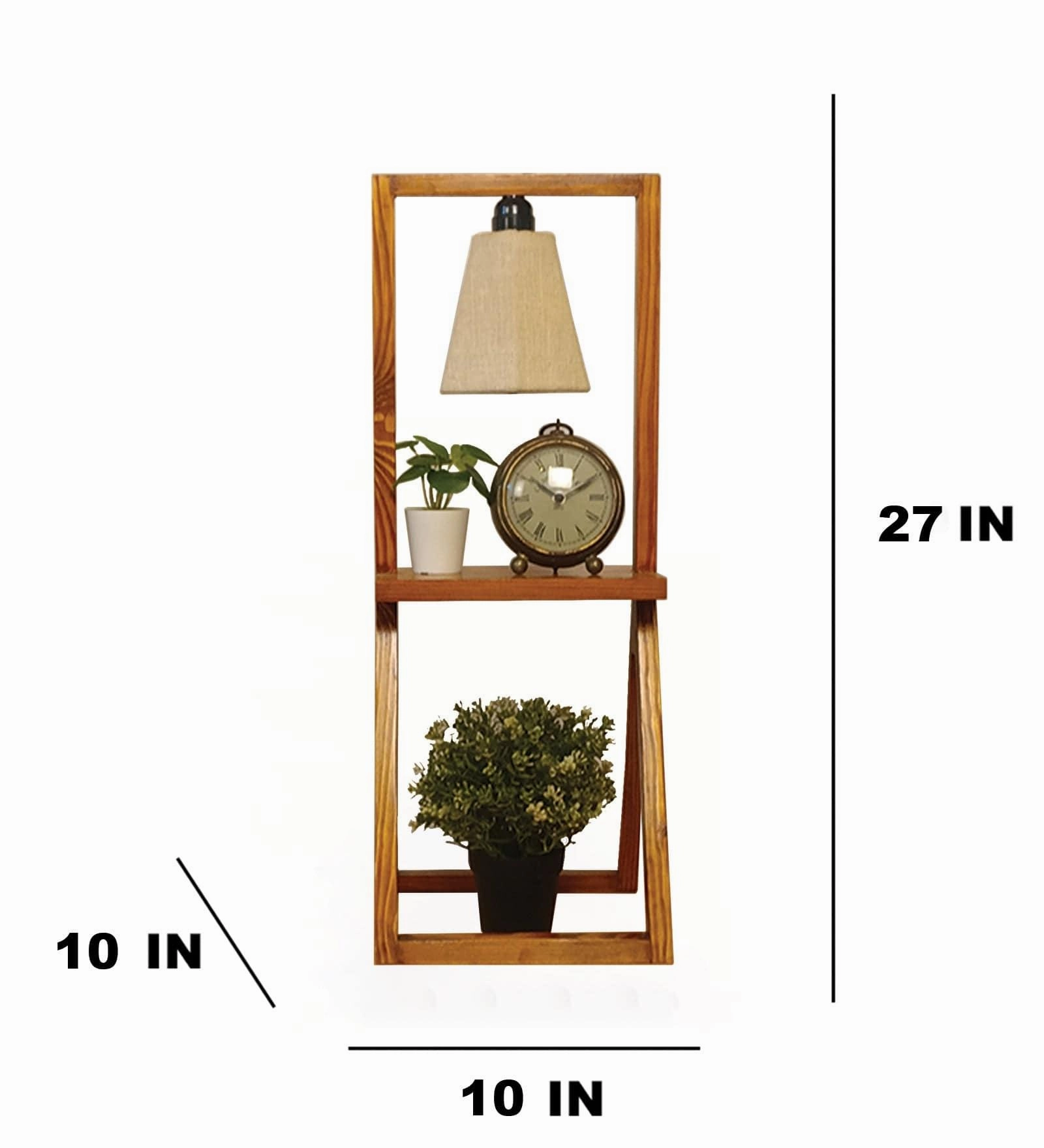 Euphoria Brown Wooden Table Lamp with Beige Fabric Lampshade (BULB NOT INCLUDED)