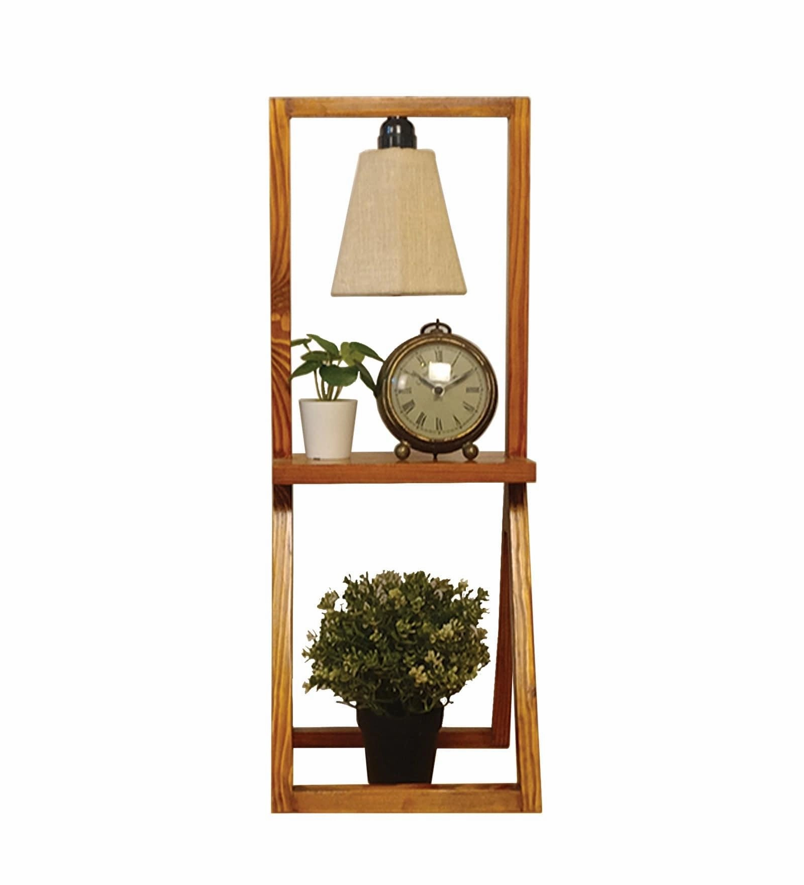 Euphoria Brown Wooden Table Lamp with Beige Fabric Lampshade (BULB NOT INCLUDED)