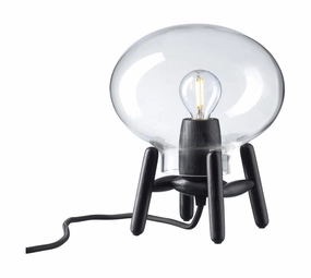 Fdb Mbler U6 Hiti Mini Table Lamp, Black Lacquered Oak/Glass/Black Cable designer outdoor lamp