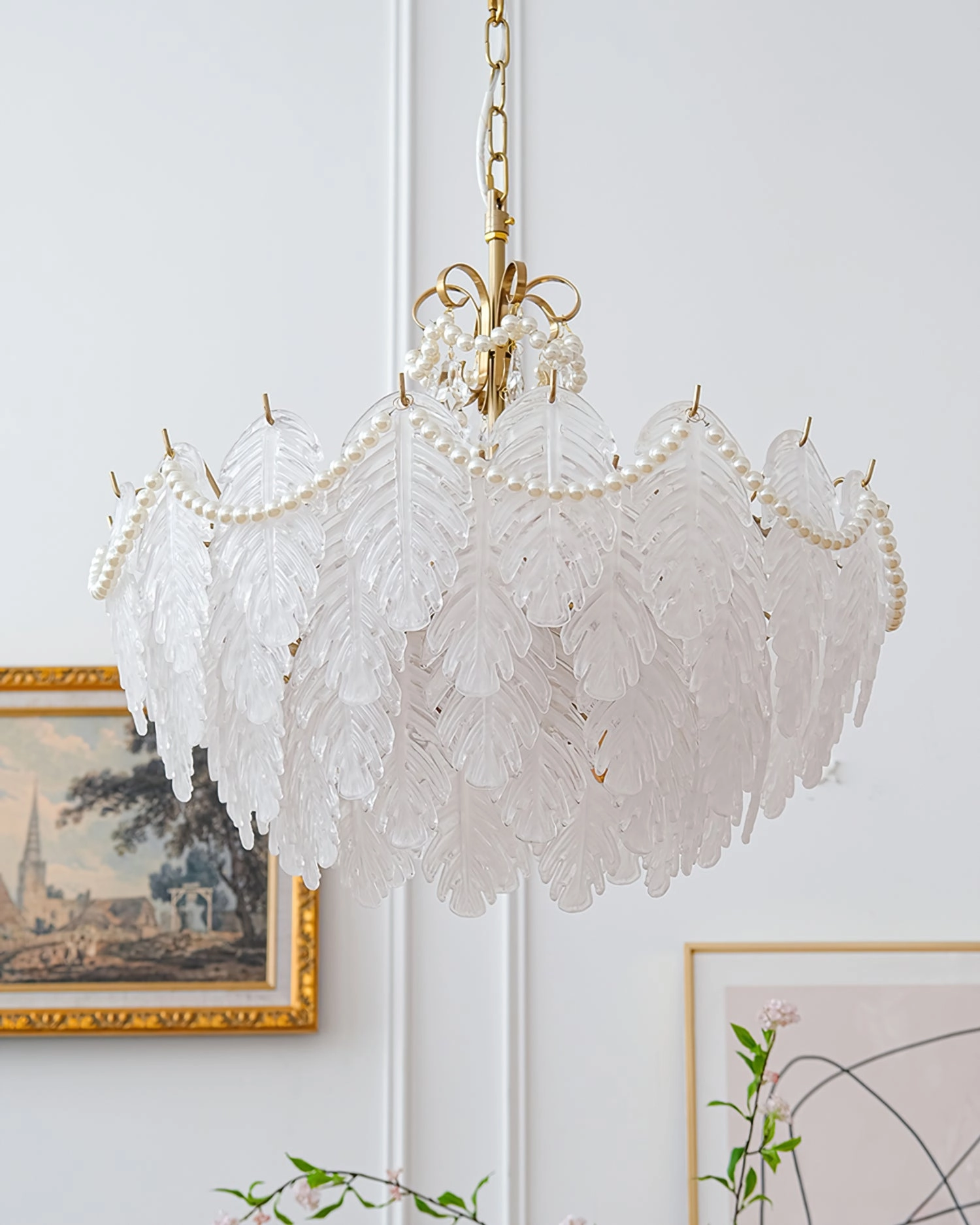 Feather Glass Chandelier