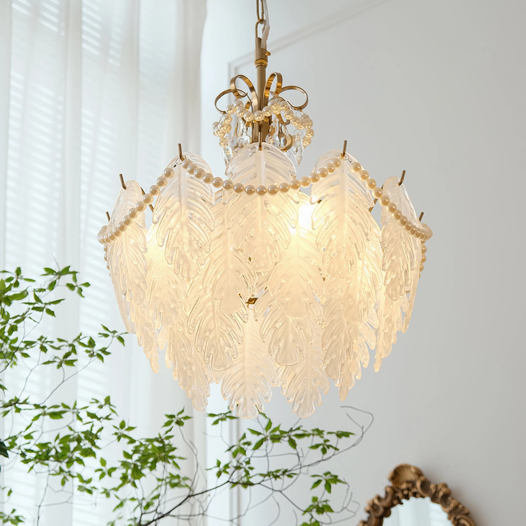 Feather Glass Chandelier