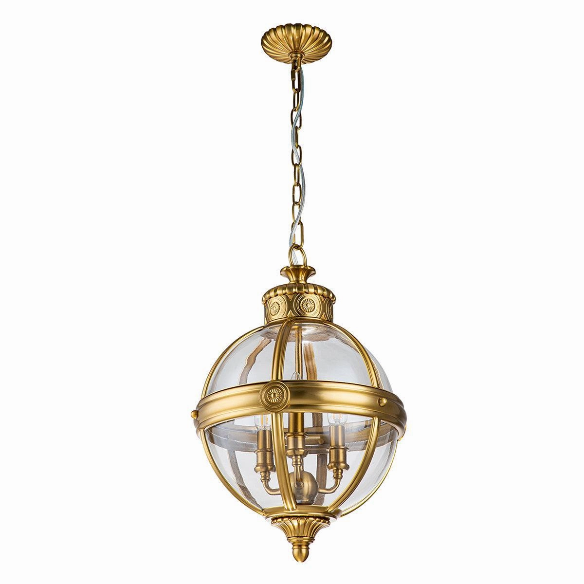 Feiss Adams 3 Light Pendant Chandelier - Brushed Brass