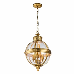 Feiss Adams 3 Light Pendant Chandelier - Brushed Brass modern ceiling lamp
