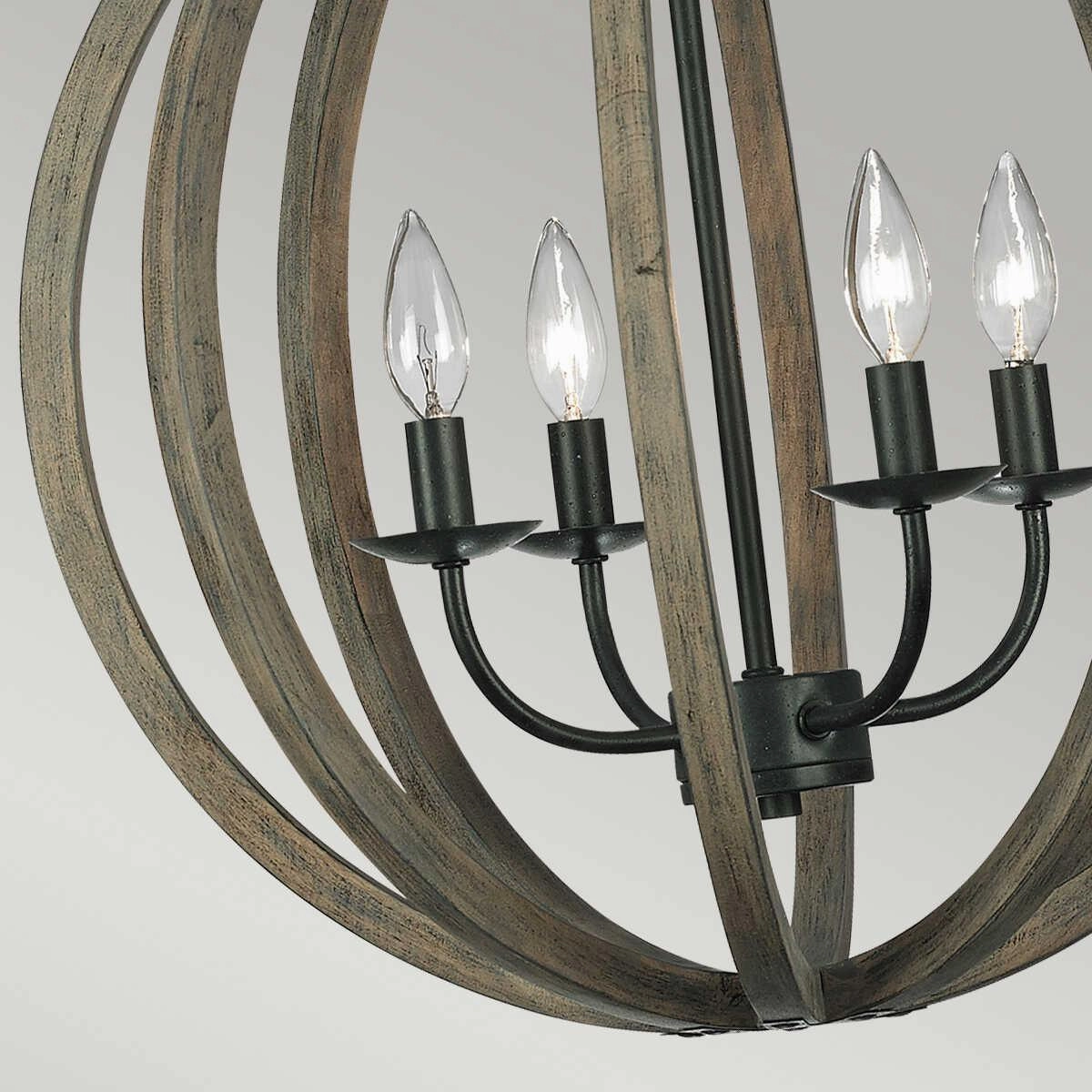 Feiss Allier Ceiling Lantern 4 Light Wood Finish