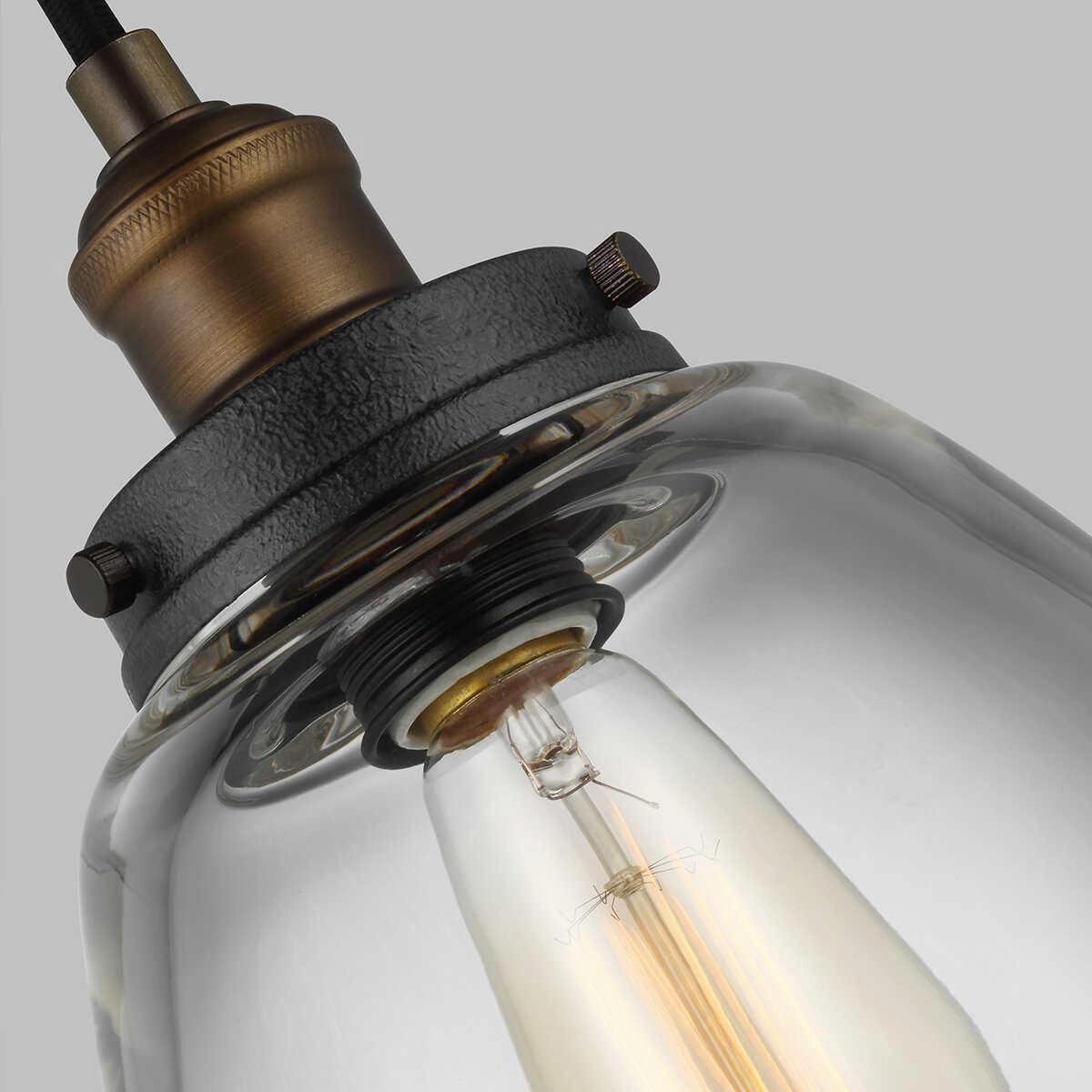 Feiss Baskin 1 Light Aged Brass & Zinc Ceiling Pendant - 23cm