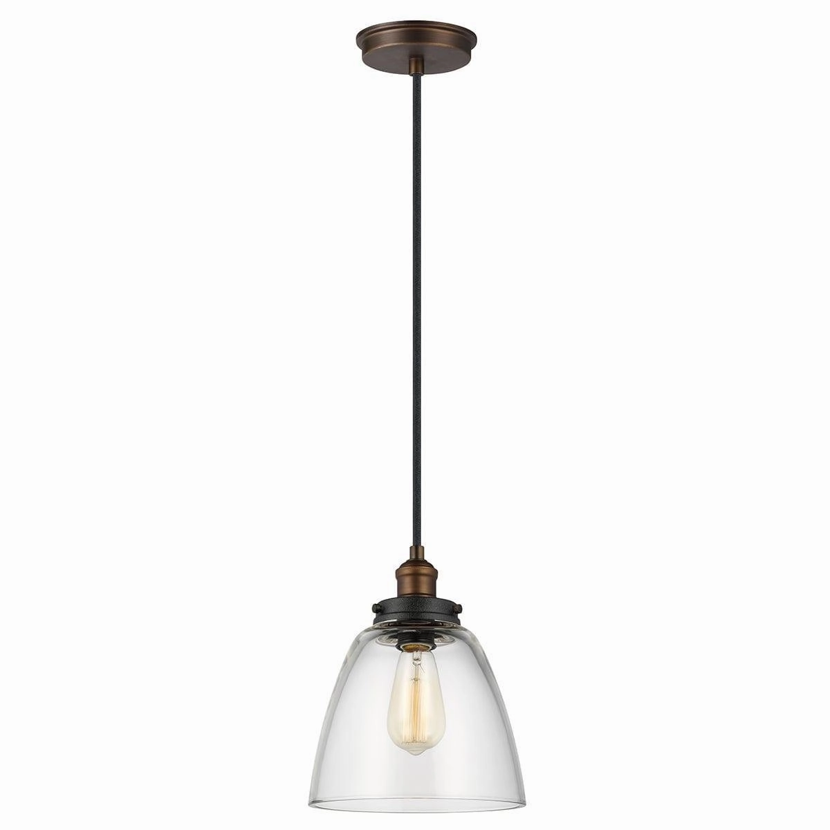 Feiss Baskin 1 Light Aged Brass & Zinc Ceiling Pendant - 23cm minimalist ceiling light