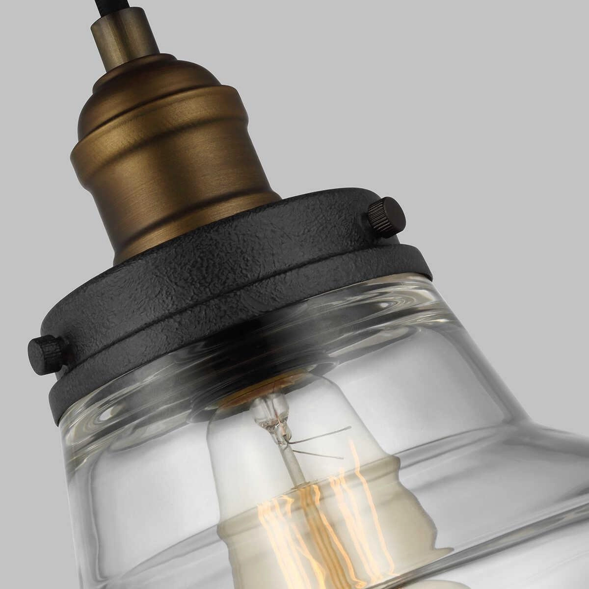 Feiss Baskin 1 Light Aged Brass & Zinc Ceiling Pendant - 26cm