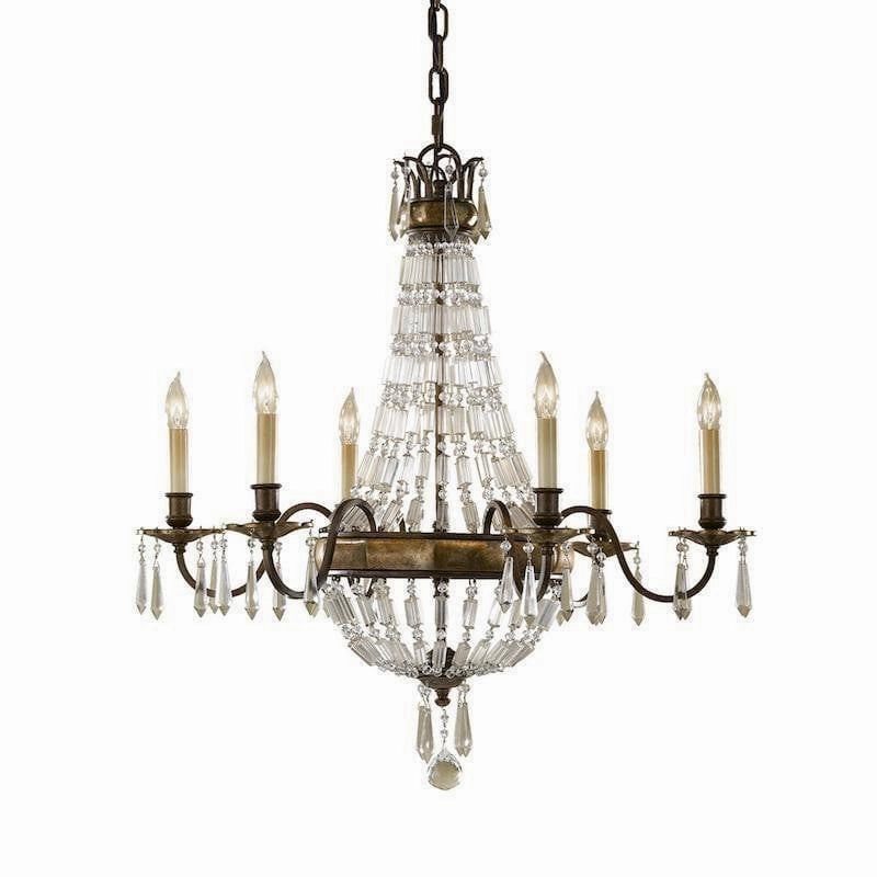 Feiss Bellini 6 Light Bronze & Quartz Crystal Chandelier simple ceiling design light