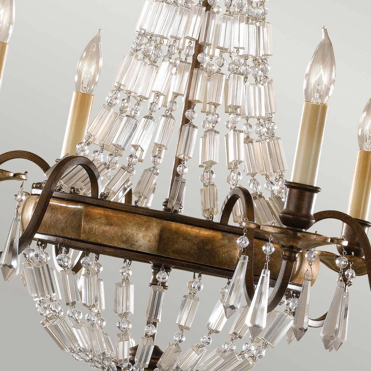 Feiss Bellini 6 Light Bronze & Quartz Crystal Chandelier