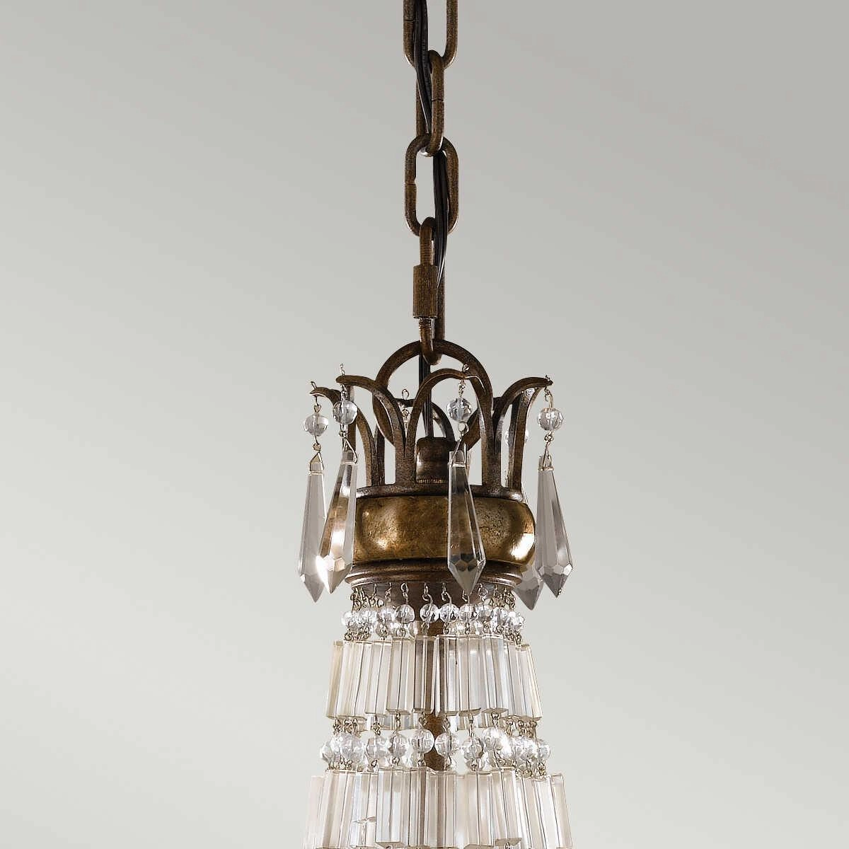 Feiss Bellini 6 Light Bronze & Quartz Crystal Chandelier