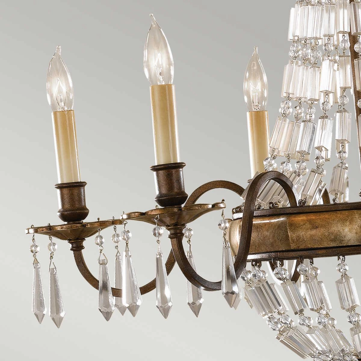 Feiss Bellini 6 Light Bronze & Quartz Crystal Chandelier
