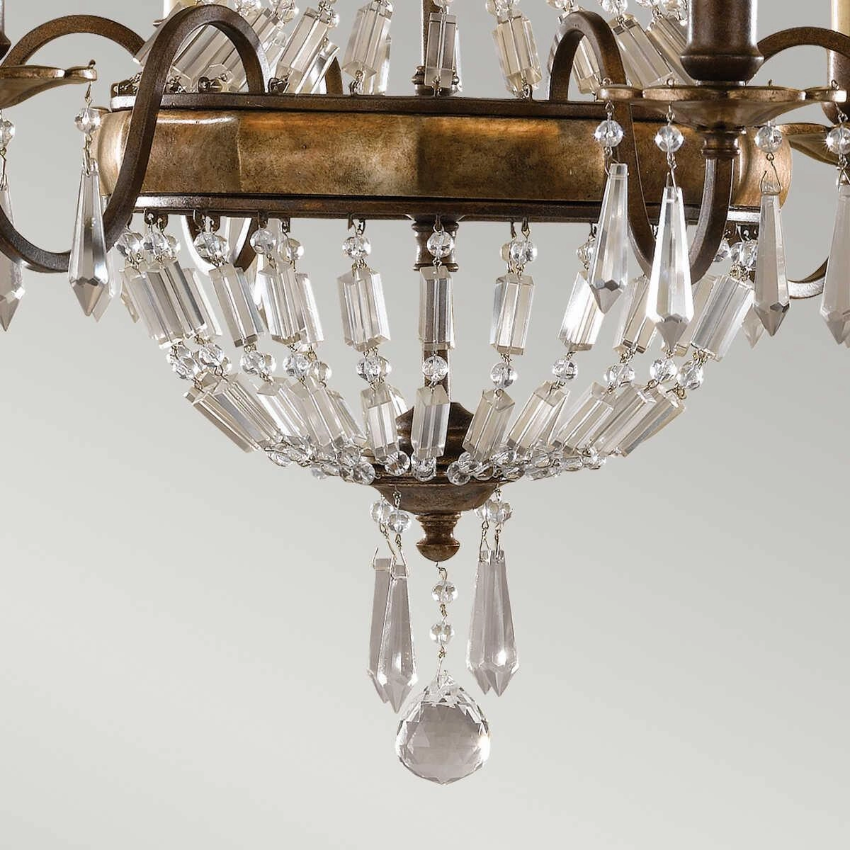 Feiss Bellini 6 Light Bronze & Quartz Crystal Chandelier