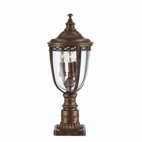 Feiss English Bridle Bronze Medium Outdoor Pedestal Lantern outdoor wall lamp