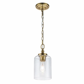Feiss Hounslow 1 Light Brass Mini Pendant - Glass Shade modern ceiling lamp