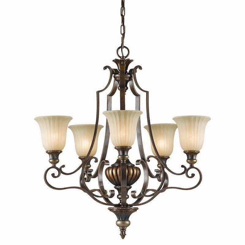 Feiss Kelham Hall Gold & Bronze 5 Light Chandelier simple ceiling design light