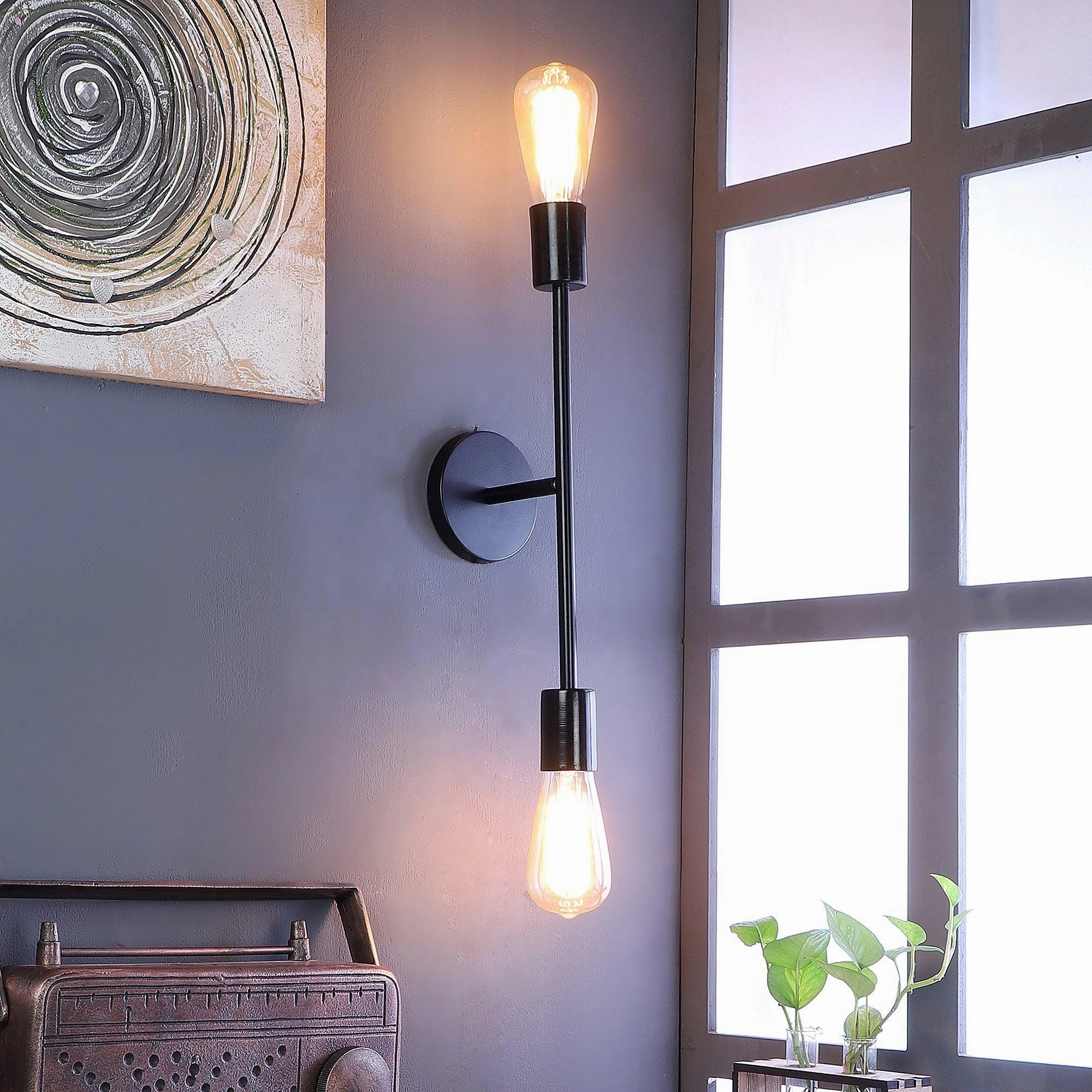 Filo Black Metal Wall Light by SS Lightings vintage desk lamp