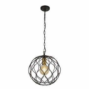 Finesse 1 Light Black Wavey Bar Pendant - Gold Lampholder minimalist ceiling light