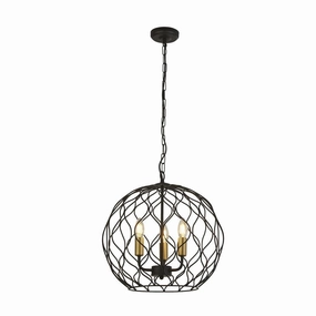 Finesse 3 Light Black Wavey Bar Round Pendant - Gold Holders minimalist ceiling light