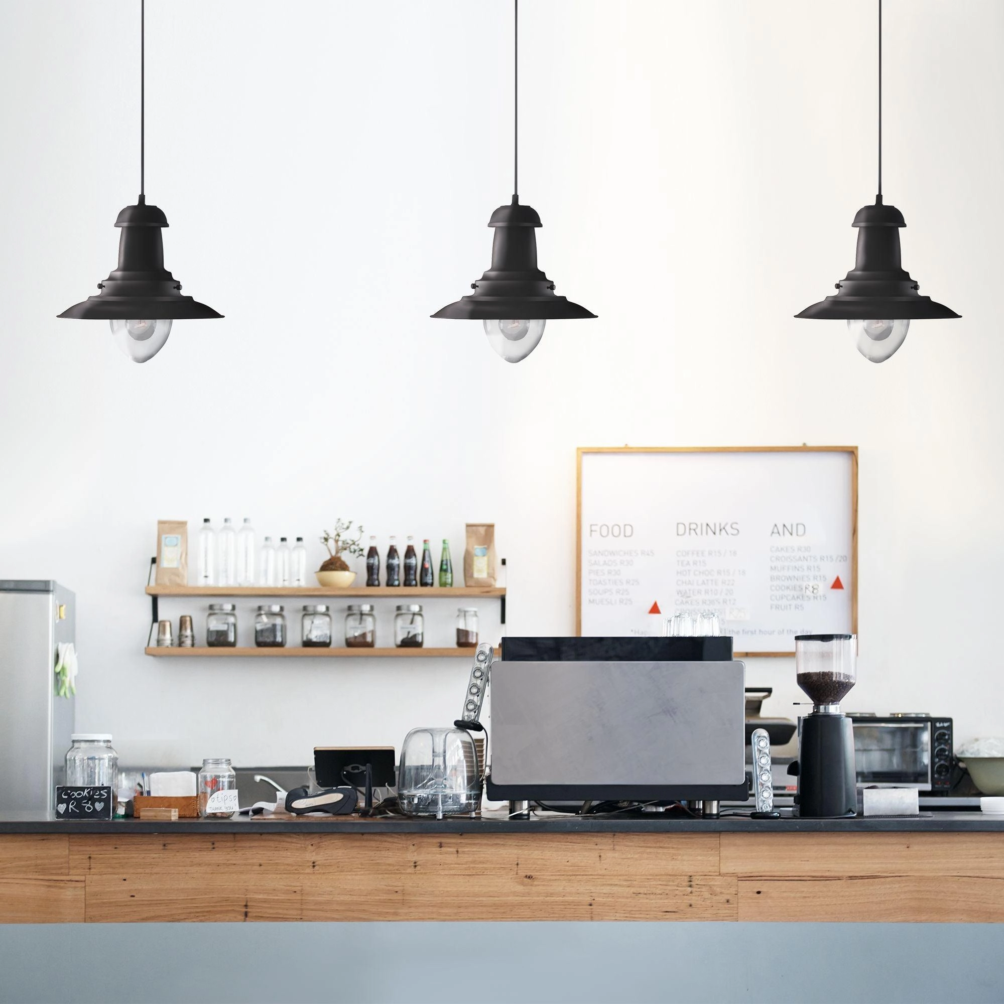 Fisherman Black Ceiling Pendant Light - Clear Glass