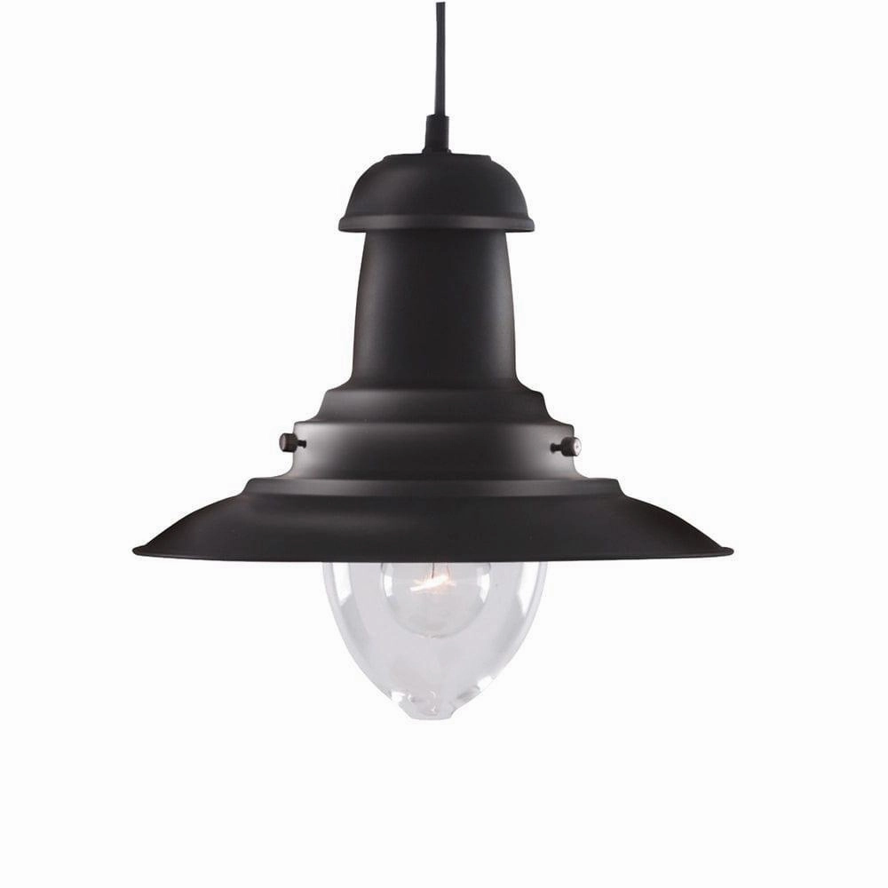Fisherman Black Ceiling Pendant Light - Clear Glass minimalist ceiling light