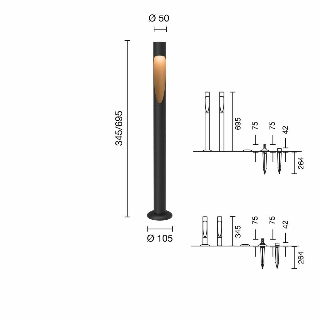 FLINDT GARDEN L LED-DA 27K BLK ANCH _ Louis Poulsen
