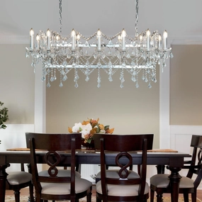 Florence 14 Light Chrome & Crystal Pendant Ceiling Bar minimalist ceiling light