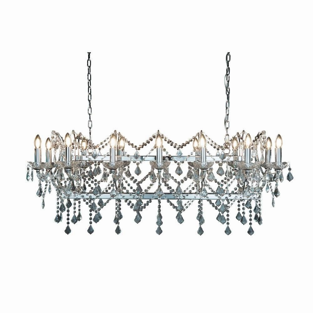 Florence 14 Light Chrome & Crystal Pendant Ceiling Bar