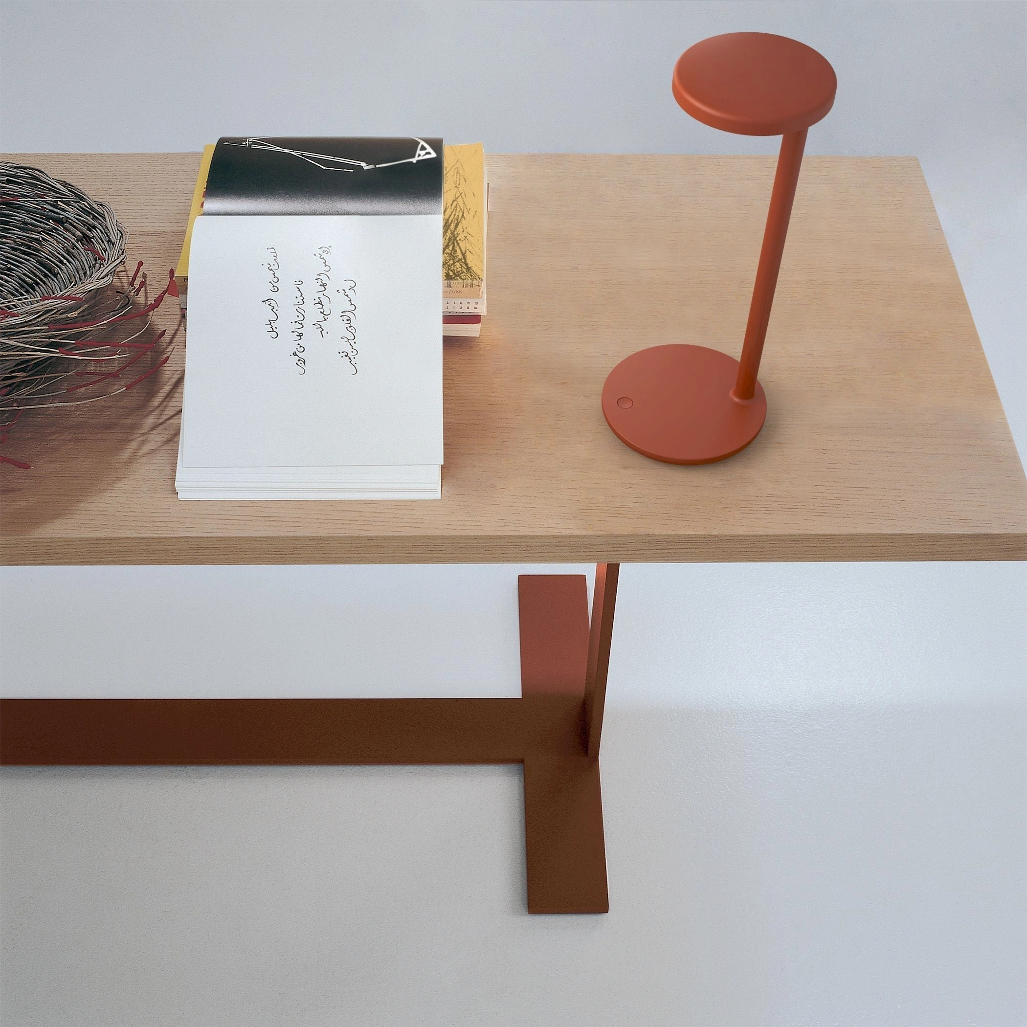Flos Oblique Qi Table Lamp, Rust Red Matt