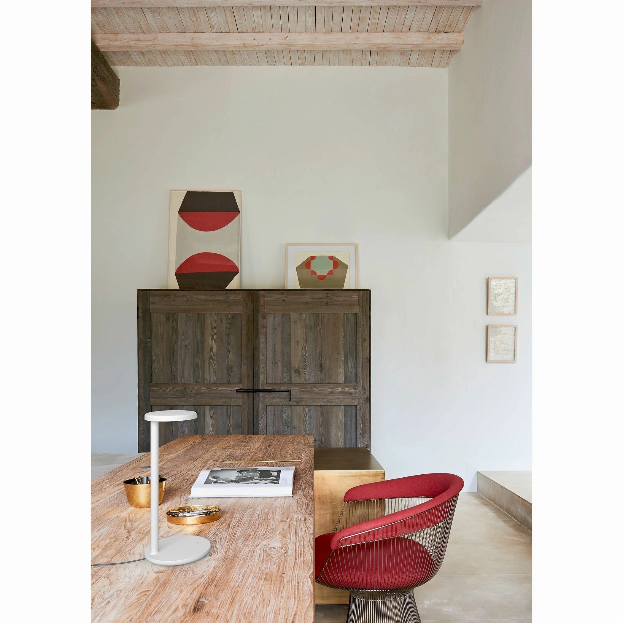Flos Oblique Qi Table Lamp, Rust Red Matt